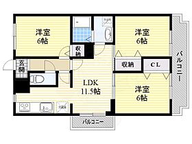 大阪府高槻市城南町３丁目（賃貸マンション3LDK・4階・61.00㎡） その2