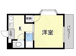 津之江パークハイツ 1Kの間取図画像