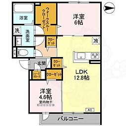 シエル・クレール 2LDKの間取図画像