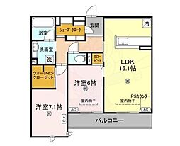 ロンジェヴィータ 2LDKの間取図画像