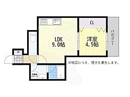 Healing Grace 高槻高西町A棟 1LDKの間取図画像