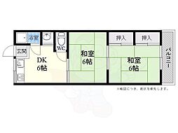 上牧ハイツ 2DKの間取図画像