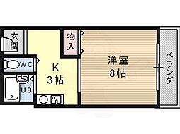 光栄ハイツ大畑 1Kの間取図画像