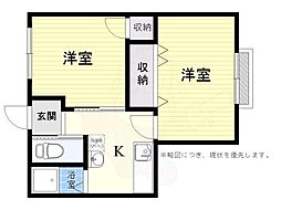 清和幸マンションB棟 2Kの間取図画像