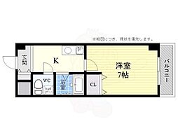 F・Hグリーンロイヤル高槻 1Kの間取図画像