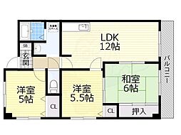 レジデンスナカジマ 3LDKの間取図画像