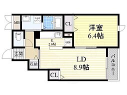 メゾン・パイン 1LDKの間取図画像