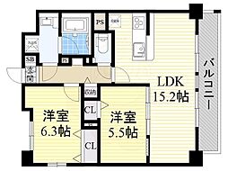 ネオコート上土室 2LDKの間取図画像