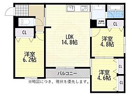 ボヌール高槻 3LDKの間取図画像
