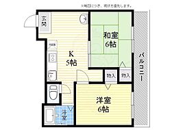 ハイネスゴールド 2DKの間取図画像