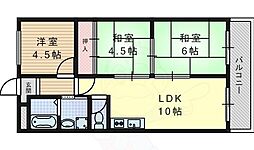 フローラハイツ高槻 3LDKの間取図画像