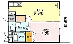 松下ハイツ 1LDKの間取図画像