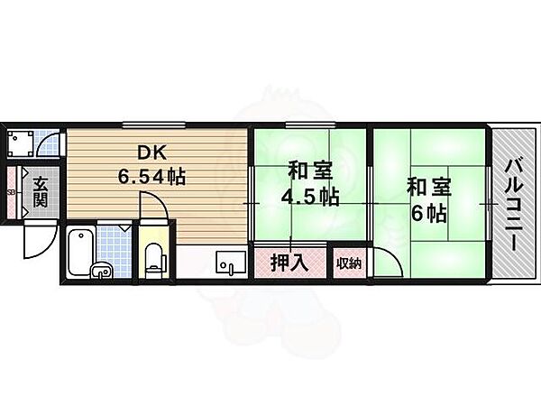 第2松栄ハイツ 205｜大阪府大阪市阿倍野区阪南町４丁目(賃貸マンション2DK・2階・40.05㎡)の写真 その2