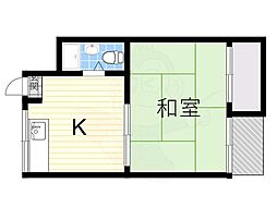 北野ビル 1Kの間取図画像