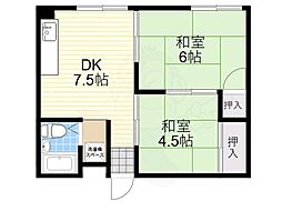 ロイヤルハイツ富士 2DKの間取図画像