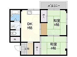 堀井マンション南館 2DKの間取図画像