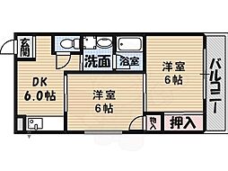パルク長居 2DKの間取図画像