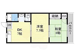 マンションエイタツ 2DKの間取図画像