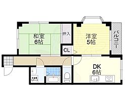 リバーサイド春日 2DKの間取図画像