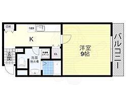長居中央ビル 1Kの間取図画像