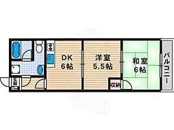 尚栄ドムス 2DKの間取図画像