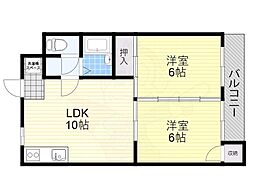 ルミエール住吉ノース 2LDKの間取図画像
