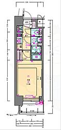 プレデコート北田辺 1Kの間取図画像