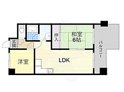 メゾンドール北畠 2LDKの間取図画像