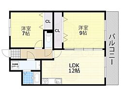 パルテール21 2LDKの間取図画像