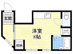 MaisondeWood針中野 ワンルームの間取図画像