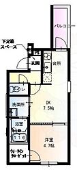 フジパレス針中野 1DKの間取図画像