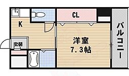 メロディーハイム美章園 1Kの間取図画像