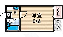 ハセロイヤル西長居2号館 1Kの間取図画像