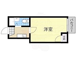 ハセロイヤル南住吉 1Kの間取図画像