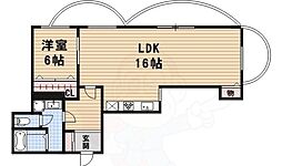 シャトー長居 1LDKの間取図画像
