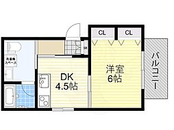 エスカーサ大阪阿倍野パークビュー 1DKの間取図画像