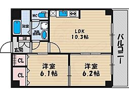コーポラスROSA 2LDKの間取図画像