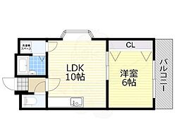 さんさん美章園 1LDKの間取図画像