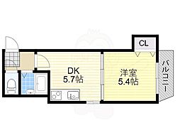 リレックス上住吉 1DKの間取図画像