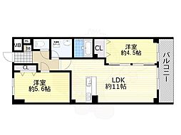 アーク美章園 2LDKの間取図画像