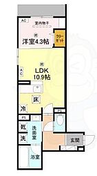 トリシア今川 1LDKの間取図画像