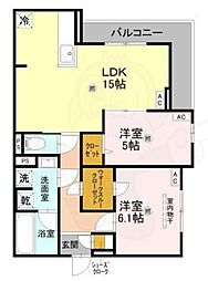 トリシア今川 2LDKの間取図画像