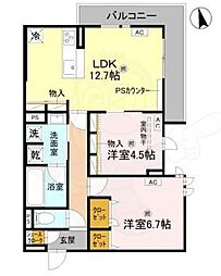 Clashist上住吉 2LDKの間取図画像