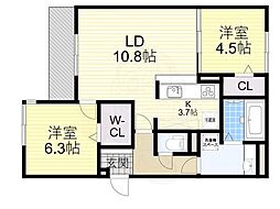 Passaro Grande桃ヶ池 2LDKの間取図画像