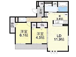 Passaro Grande桃ヶ池 2LDKの間取図画像