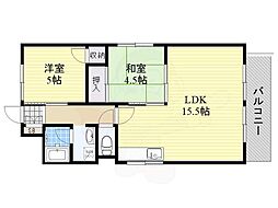 オリーブ・清水ケ丘 2LDKの間取図画像