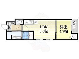 FメゾンCALM 1LDKの間取図画像