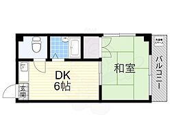 クリスタル長居 1DKの間取図画像