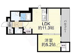 ウェルスクエア山坂 1LDKの間取図画像