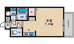 クレアートクラウン天王寺 1Kの間取図画像